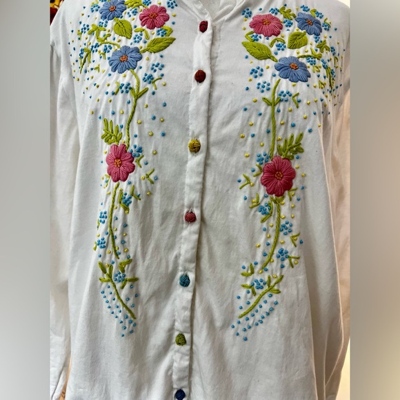 Gretchen Scott Lovely Cotton Lycra Hand Embroidered Jacket Large - Picture 4 of 6